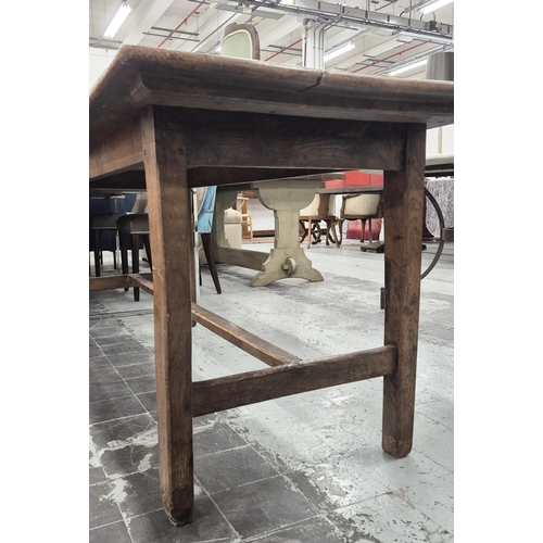 231 - FARMHOUSE TABLE, 19th century French ash, 73cm x 193cm x 73cm.