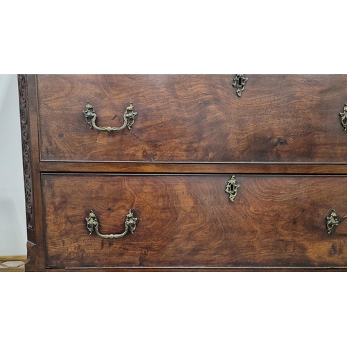 234 - CHEST ON CHEST, George II mahogany, circa 1750, with a dentilled and blindfret cornice, with three s... 