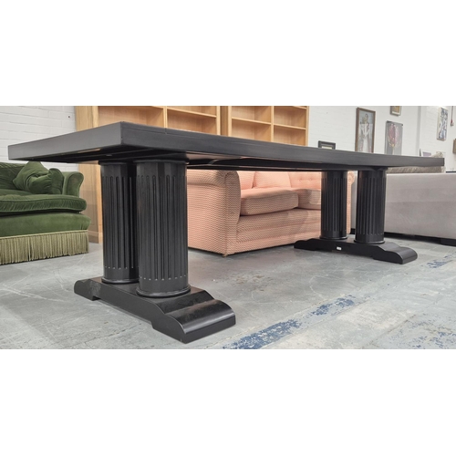 350 - DINING TABLE, black lacquered, 169.5cm x 110cm x 77cm approx.