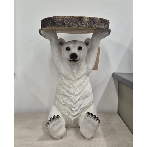 373 - SIDE TABLE, in the form of a polar bear, polychrome resin, 52cm H x 34cm diam approx.