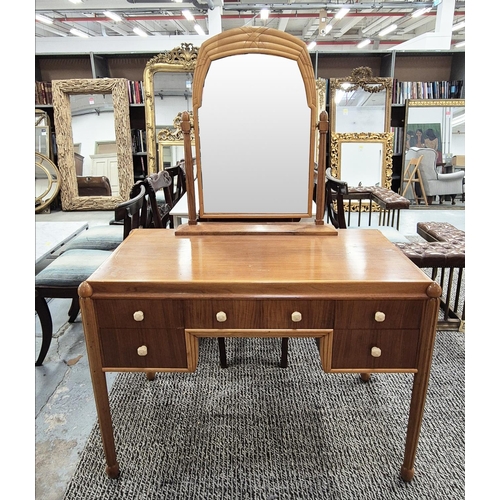 528 - DRESSING TABLE, vintage 20th century, five drawers, later lining, adjustable mirror to top, 108cm x ... 