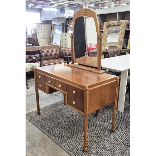 528 - DRESSING TABLE, vintage 20th century, five drawers, later lining, adjustable mirror to top, 108cm x ... 