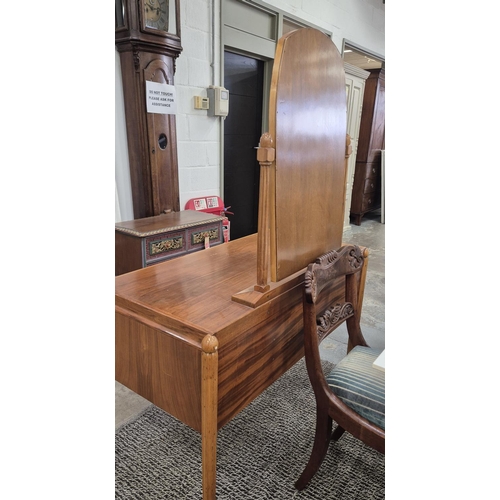 528 - DRESSING TABLE, vintage 20th century, five drawers, later lining, adjustable mirror to top, 108cm x ... 