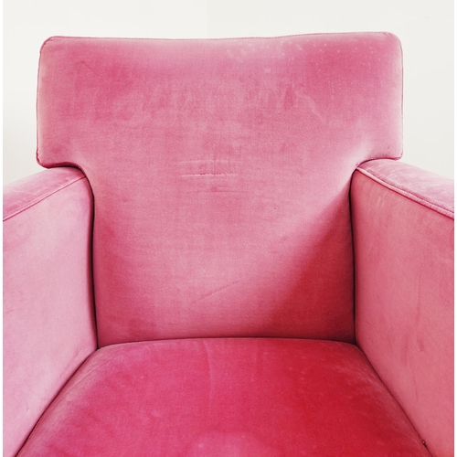 539 - ARMCHAIRS, a pair, pink velvet upholstered, 74cm each approx. (2)