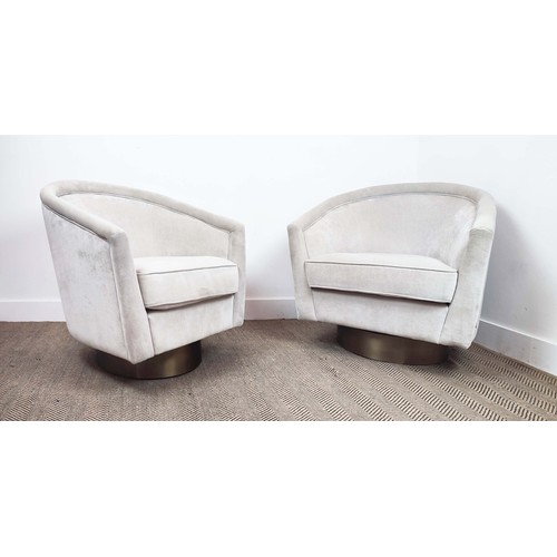 323 - EICHHOLTZ CANTENE SWIVEL CHAIRS, a pair, 75cm W each approx. (2)