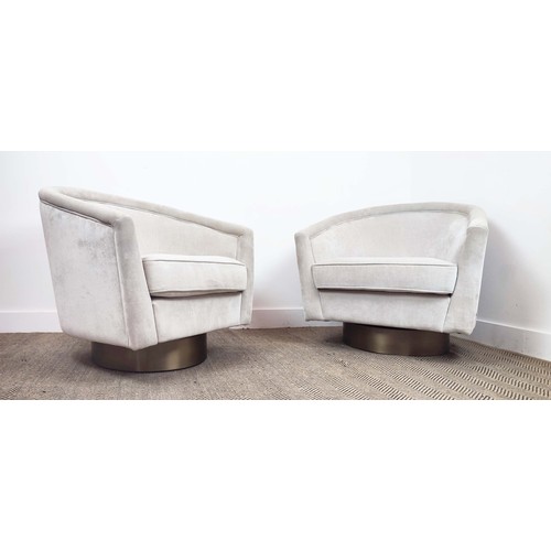 323 - EICHHOLTZ CANTENE SWIVEL CHAIRS, a pair, 75cm W each approx. (2)