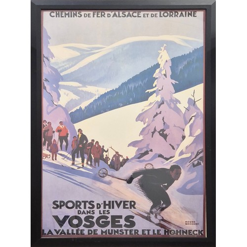 66 - AFTER ROGER BRODERS (French 1883-1953), 'Sports d'Hiver dans le Vosges', poster, 94cm x  58cm, frame... 