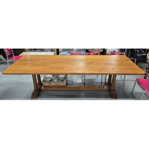 392 - ATTRIBUTED TO ALFRED NEWALL DINING TABLE, 260cm x 99cm x 72cm approx.