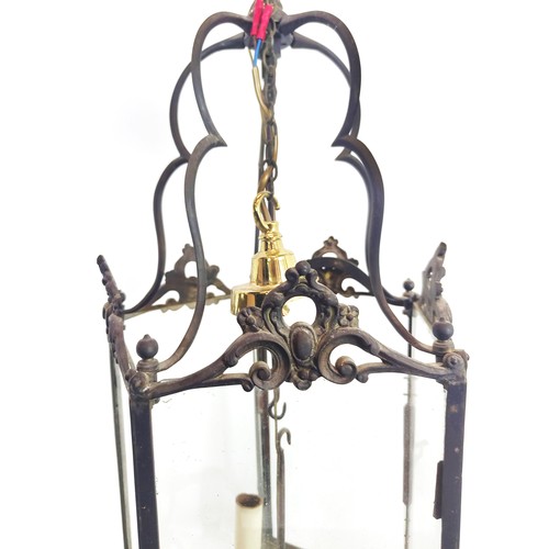 375 - HALL LANTERNS, a pair, each with three branch light, 69cm H approx not including chains and fixings.... 