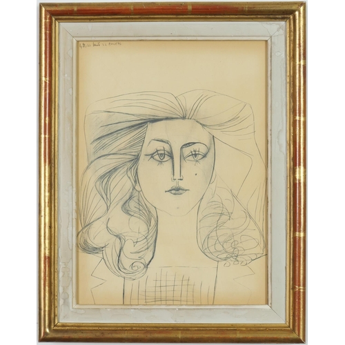 94 - PABLO PICASSO, Francoise, lithograph on wove paper, printed by Mourlot 1954, vintage French frame, 3... 