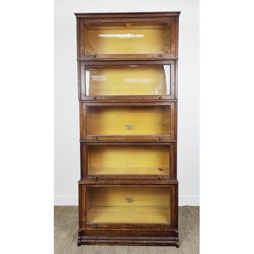 199 - STACKING BOOKCASE, five tier, early 20th century oak, with glazed doors, by ' Ideal, F. Soennecken',... 