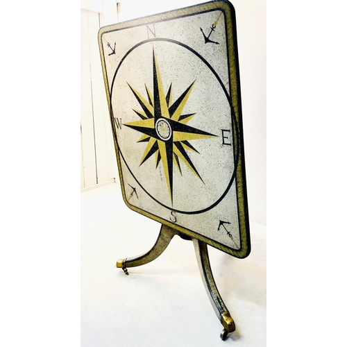 165 - TILT TOP TABLE, 19th century, with later polychrome painted nautical compass decoration, 74cm H x 10... 