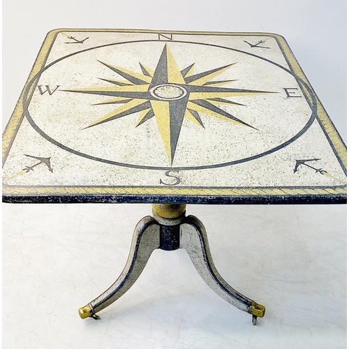 165 - TILT TOP TABLE, 19th century, with later polychrome painted nautical compass decoration, 74cm H x 10... 