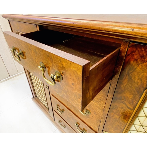 166 - SIDEBOARD, William IV burr walnut, with five central drawers flanked by twin cupboard doors, 94cm H ... 