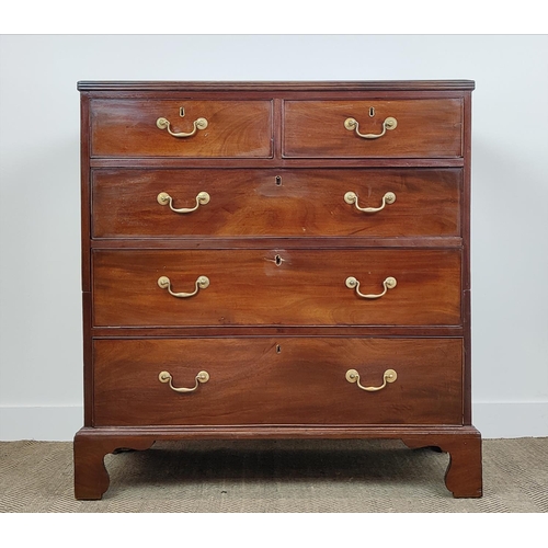 174 - COTTAGE CHEST, George III mahogany of five drawers in two sections, 100cm W x 51cm D x 107cm H.