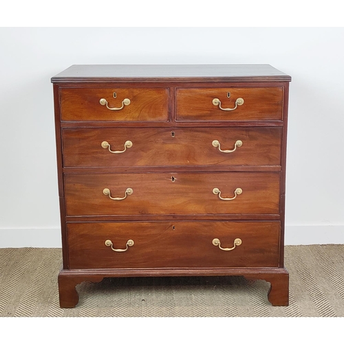 174 - COTTAGE CHEST, George III mahogany of five drawers in two sections, 100cm W x 51cm D x 107cm H.