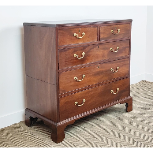 174 - COTTAGE CHEST, George III mahogany of five drawers in two sections, 100cm W x 51cm D x 107cm H.