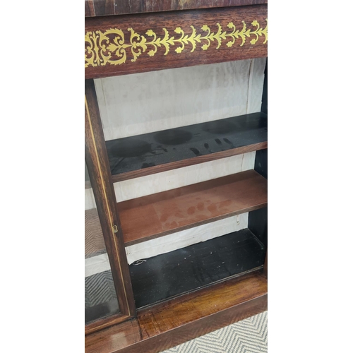 190 - BOOKCASE, Regency rosewood and brass inlaid, circa 1815, with drawer and two glazed doors enclosing ... 