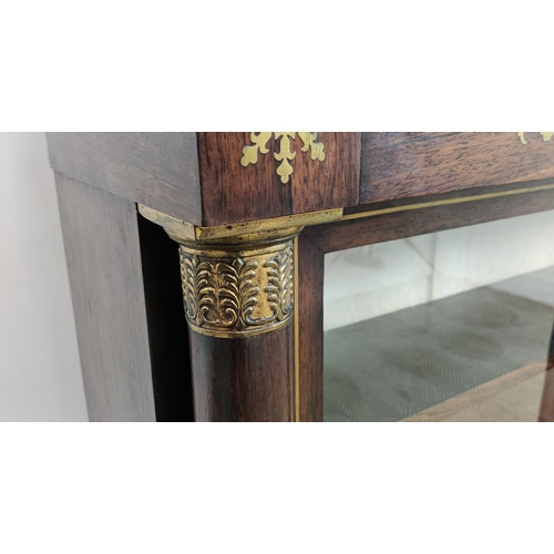 190 - BOOKCASE, Regency rosewood and brass inlaid, circa 1815, with drawer and two glazed doors enclosing ... 