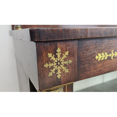 190 - BOOKCASE, Regency rosewood and brass inlaid, circa 1815, with drawer and two glazed doors enclosing ... 