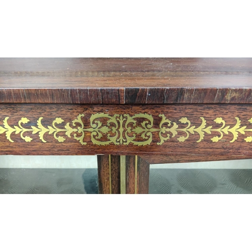 190 - BOOKCASE, Regency rosewood and brass inlaid, circa 1815, with drawer and two glazed doors enclosing ... 