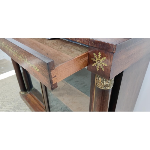 190 - BOOKCASE, Regency rosewood and brass inlaid, circa 1815, with drawer and two glazed doors enclosing ... 