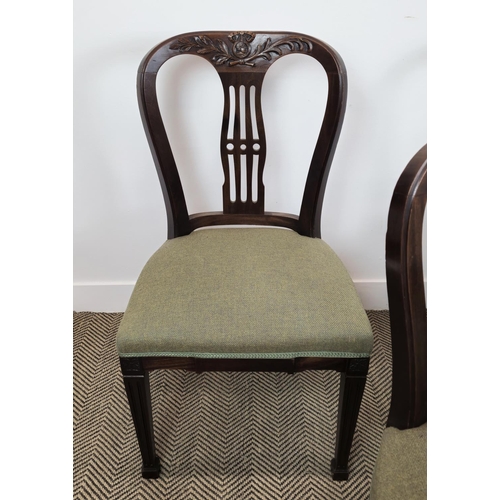 192 - DINING CHAIRS, a set of six Georgian revival mahogany with Harris tweed stuffover seats, 93cm x 50cm... 