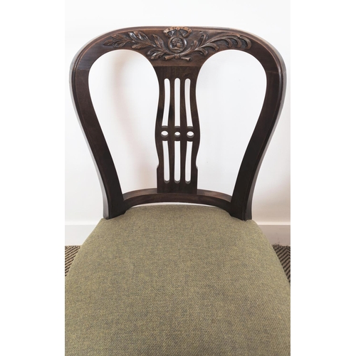 192 - DINING CHAIRS, a set of six Georgian revival mahogany with Harris tweed stuffover seats, 93cm x 50cm... 