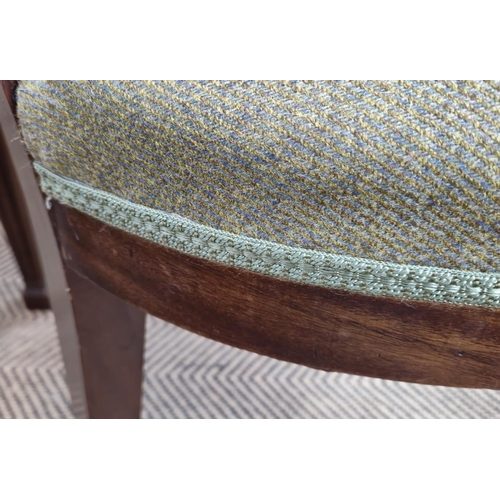 192 - DINING CHAIRS, a set of six Georgian revival mahogany with Harris tweed stuffover seats, 93cm x 50cm... 