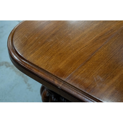 194 - DINING TABLE, Victorian mahogany with three extra leaves on six lobed baluster legs and brass castor... 