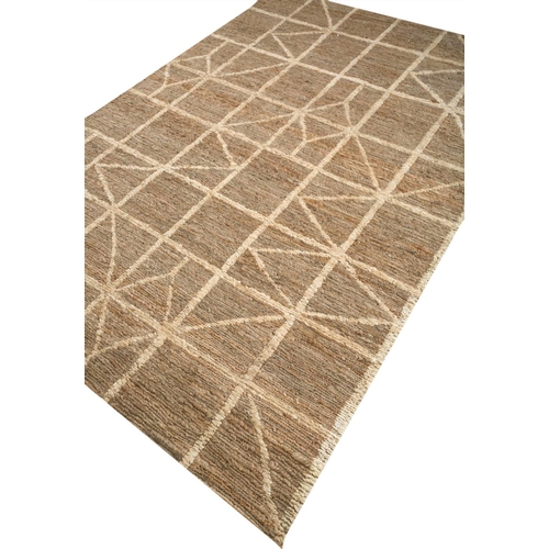 107 - CONTEMPORARY ART DECO DESIGN JUTE CARPET, 274CM X 183CM.