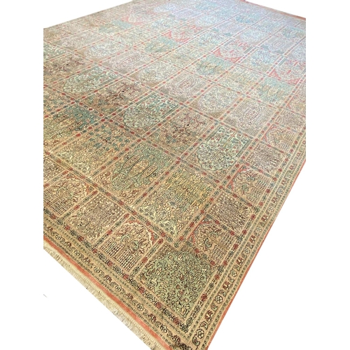 110 - FINE PURE SILK TEHRAN GARDEN DESIGN CARPET, 430cm x 292cm.