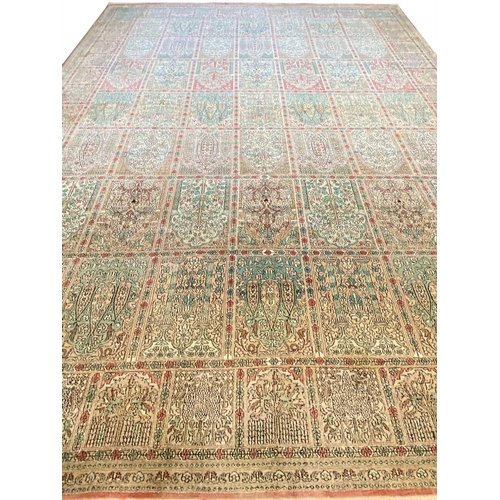 110 - FINE PURE SILK TEHRAN GARDEN DESIGN CARPET, 430cm x 292cm.