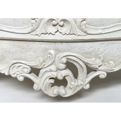 210 - COMMODE, French Louis XV style grey painted with two drawers, 50cm D x 83cm H x 95cm W.