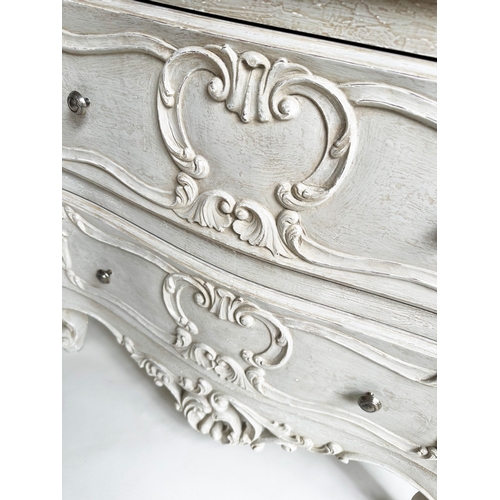 210 - COMMODE, French Louis XV style grey painted with two drawers, 50cm D x 83cm H x 95cm W.