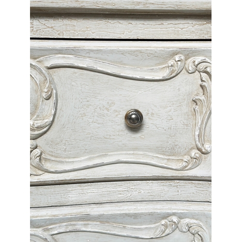 210 - COMMODE, French Louis XV style grey painted with two drawers, 50cm D x 83cm H x 95cm W.