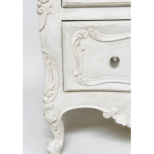 210 - COMMODE, French Louis XV style grey painted with two drawers, 50cm D x 83cm H x 95cm W.