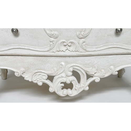 210 - COMMODE, French Louis XV style grey painted with two drawers, 50cm D x 83cm H x 95cm W.