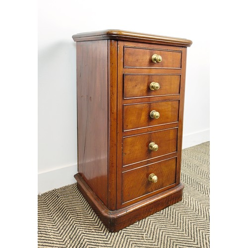 255 - CHESTS, a pair, 19th century figured mahogany each adapted with four drawers (including double drawe... 