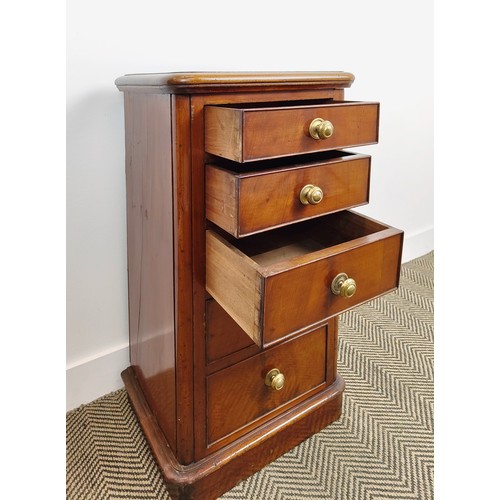 255 - CHESTS, a pair, 19th century figured mahogany each adapted with four drawers (including double drawe... 