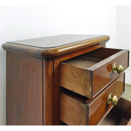 255 - CHESTS, a pair, 19th century figured mahogany each adapted with four drawers (including double drawe... 