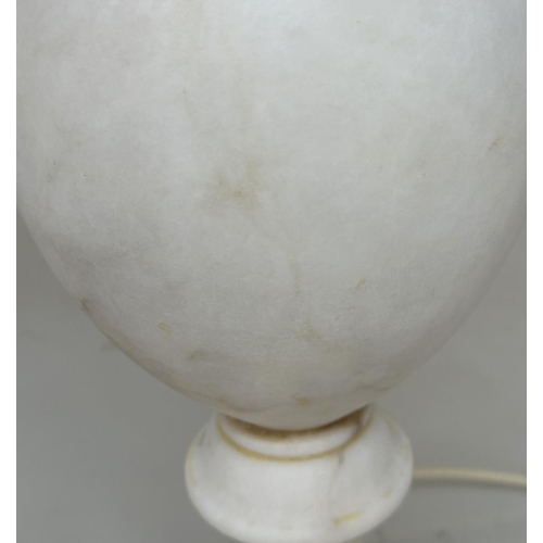 234 - ALABASTER TABLE LAMPS, a pair, Italian with baluster columns and shades. 75cm H (2)