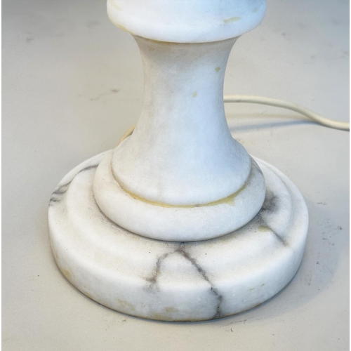 234 - ALABASTER TABLE LAMPS, a pair, Italian with baluster columns and shades. 75cm H (2)