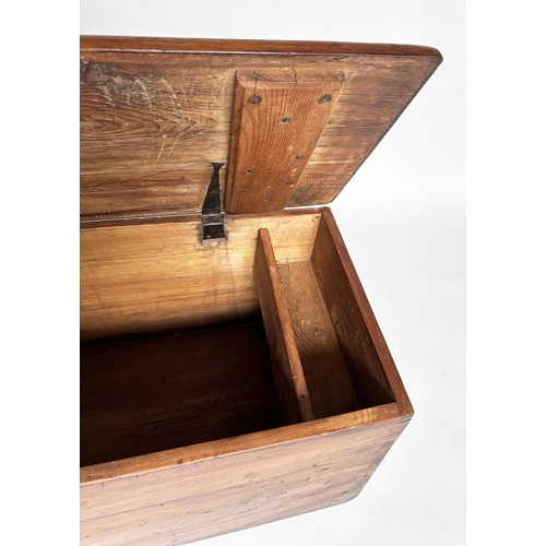 251 - SEAMAN'S CHEST, 19th century pine with rising lid and sloping sides with carrying handles, 102cm W x... 