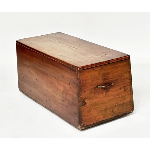 251 - SEAMAN'S CHEST, 19th century pine with rising lid and sloping sides with carrying handles, 102cm W x... 