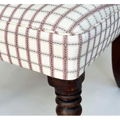 217 - SIDE CHAIR, Victorian high back with woven check upholstery, 103cm H x 58cm W x 59cm D.