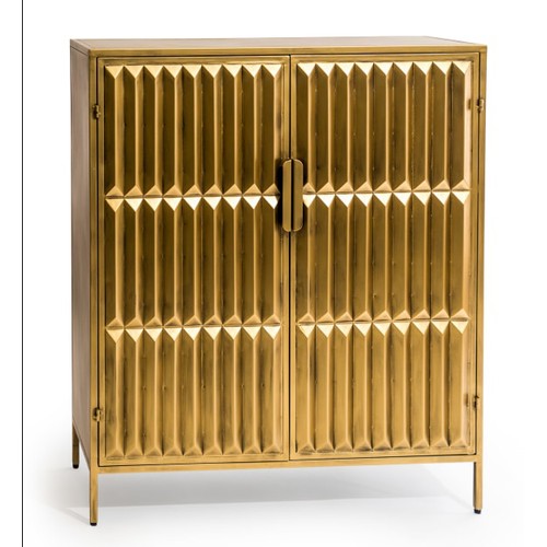 485 - SIDE CABINET, gilt metal contemporary design, 100cm H x 85cm x 33cm.