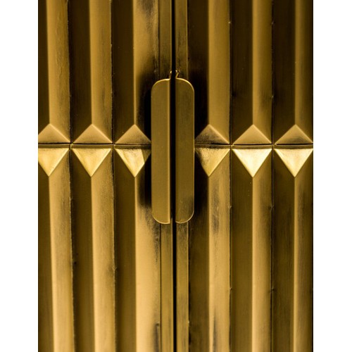 485 - SIDE CABINET, gilt metal contemporary design, 100cm H x 85cm x 33cm.