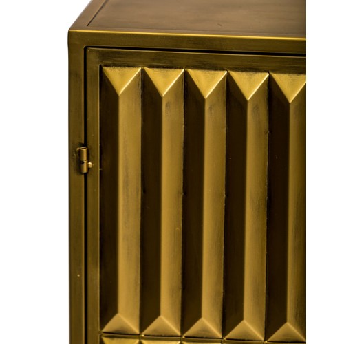 485 - SIDE CABINET, gilt metal contemporary design, 100cm H x 85cm x 33cm.