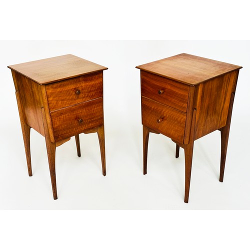 304 - BEDSIDE TABLES, a pair, figured walnut, each with two drawers, 37cm D x 38cm W x 68cm H. (2)